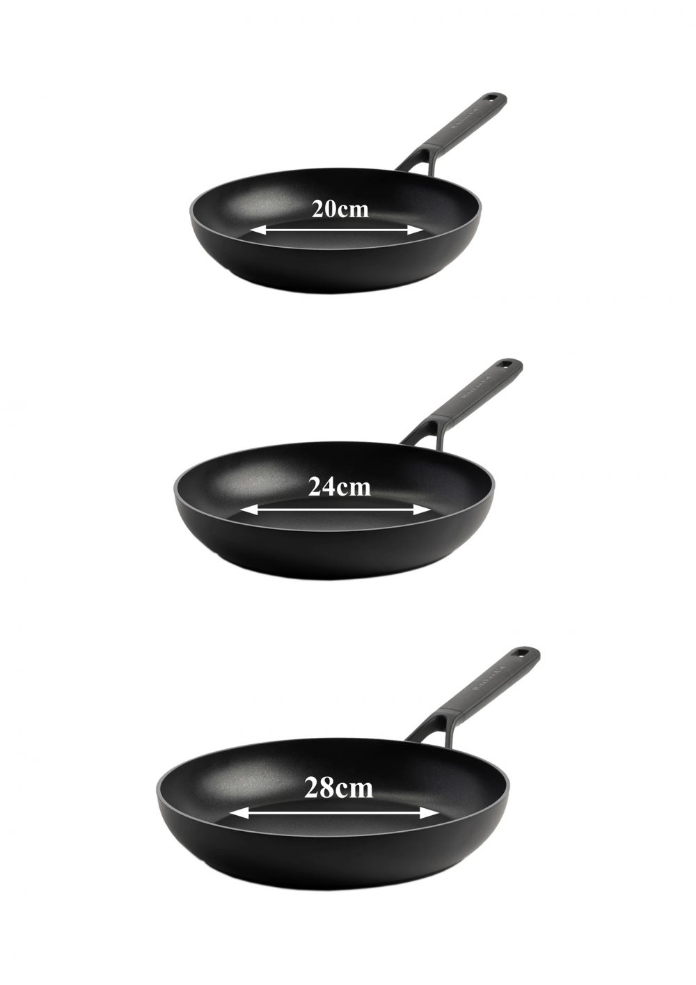FRYING PAN SET ( 3 - PIECES ) DIAMETERS ( 20 + 24 + 28 CM )