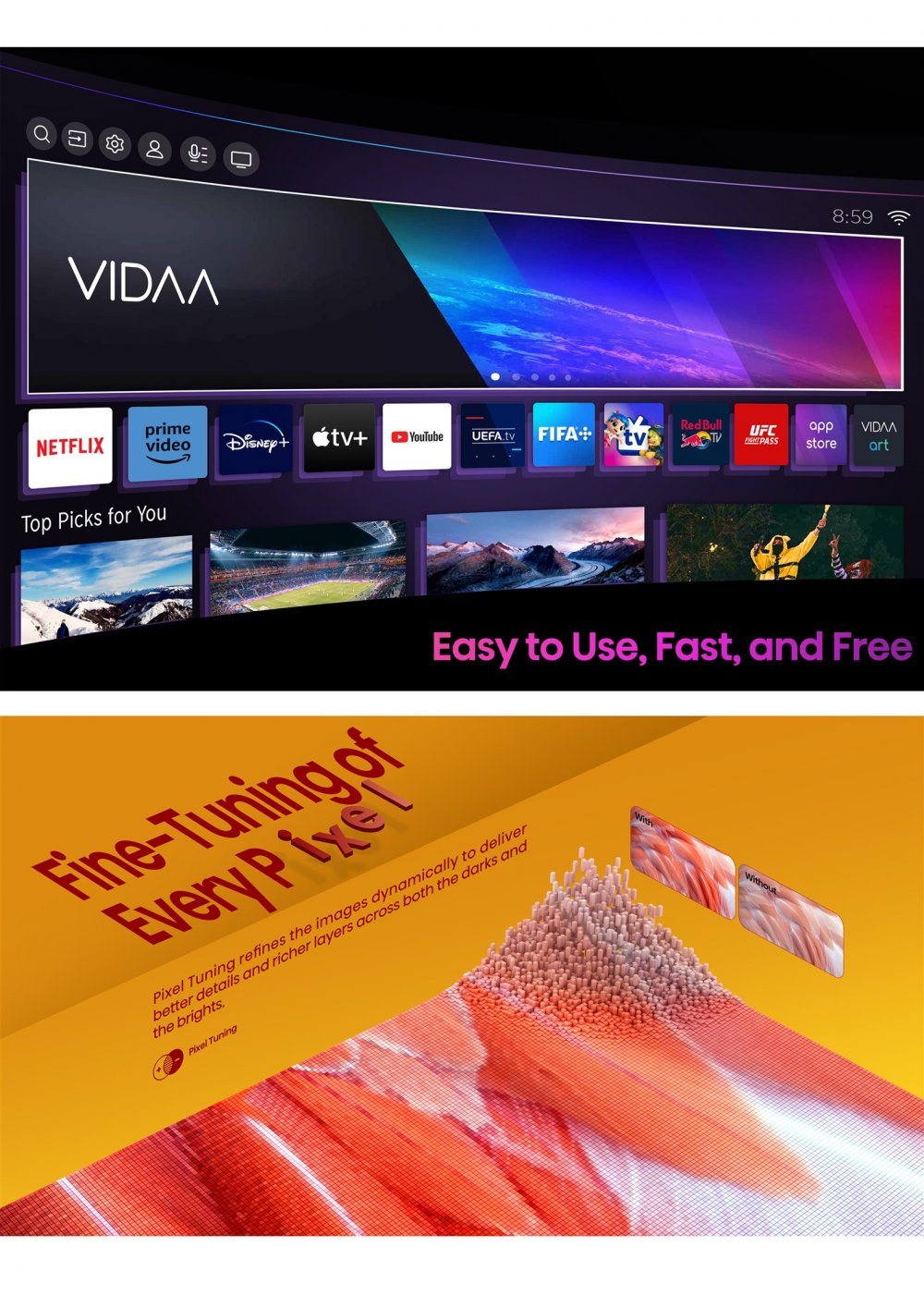 75" UHD Smart TV,4K HDR,VIDAA