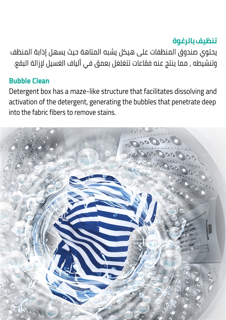 Top/Load Washer (12)Kg, (10) Programs, Buble Clean