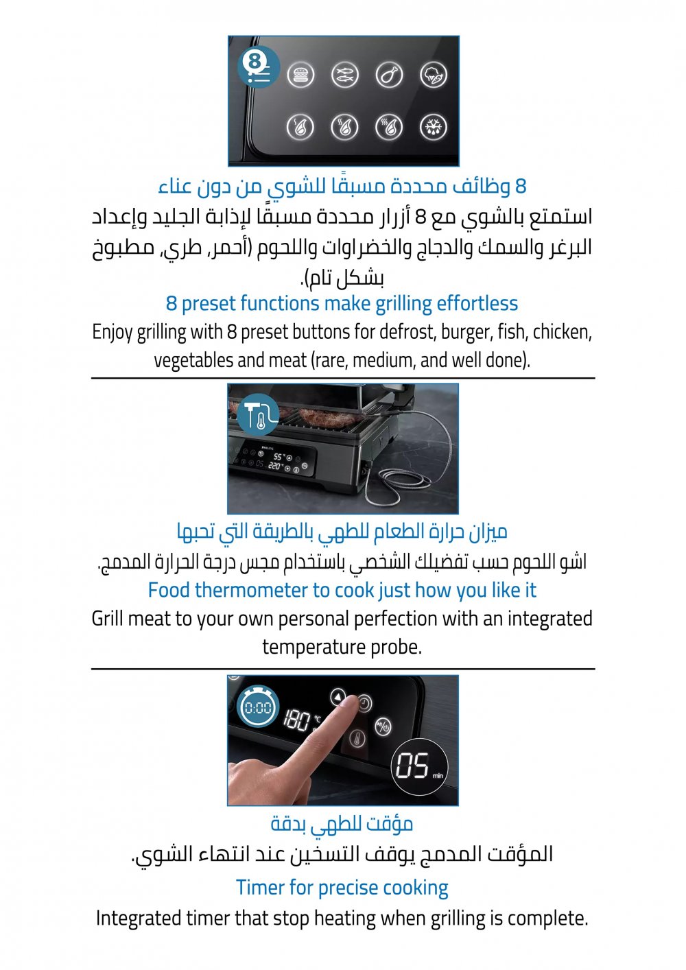 Grill (1800-2200)W, (8) Functions, Food Thermometer